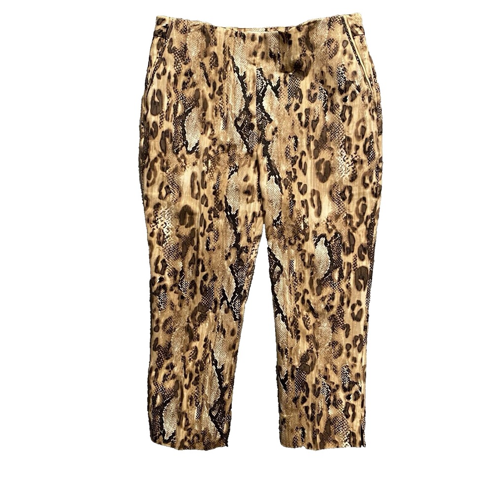 Chicos So Slimming Brigitte Cropped Snake Print Pants Size‎ 1 US 8 Trousers